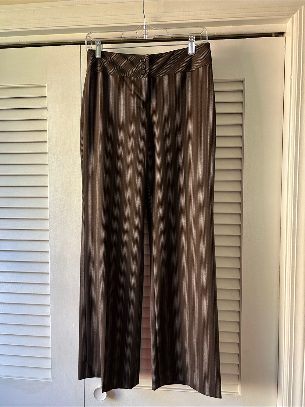 LOFT Brown Pinstripe Wide-Leg Trousers